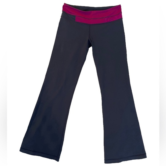 lululemon athletica Pants - Lululemon Groove Pant in Dark Gray with Magenta Waistband